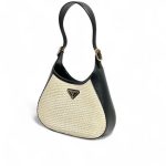 PRADA сумка солома черная кожа золото