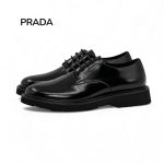 PRADA туфли черная гладкая кожа на шнурках