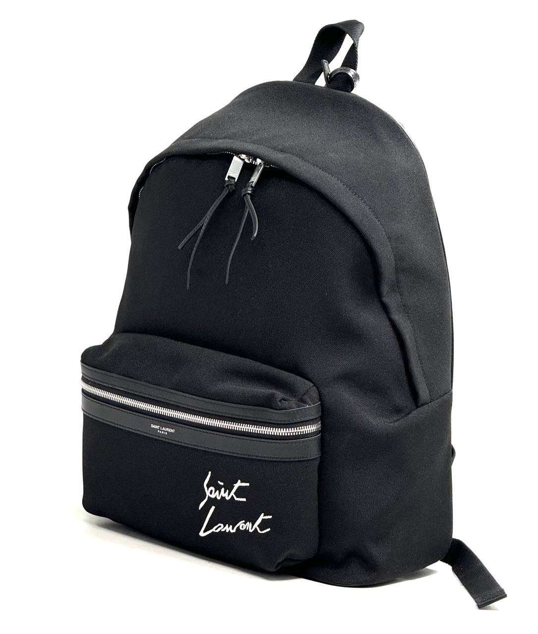 sant-laurent-ryukzak-tkan-chernyj-skrytaya-molniya-s-belym-logotipom-na-karmane.jpg SANT LAURENT рюкзак ткань черный скрытая молния с белым логотипом на кармане — изображение 1