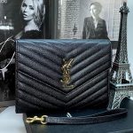 SL кошелек-клатч с клапаном из белой кожи CAVIAR с логотипом YSL золото