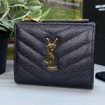 SL портмоне с окошком и монетницей на молнии из черной кожи CAVIAR с логотипом YSL золото