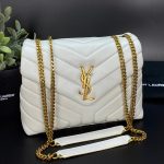 SL сумка LOULOU среднего размера из белой гладкой кожи фурнитура золото