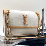 SL сумка NIKI BABY бежевый текстиль с окантовкой из коричневой гладкой кожи