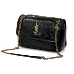 SL сумка с клапаном лаковая кожа в полоску черная