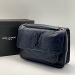 SL сумка с клапаном мятая кожа в полоску синяя