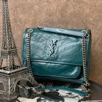 SL сумка с клапаном мятая кожа в полоску зеленая