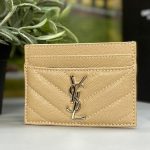 SL визитница 4 кармана бежевая кожа CAVIAR логотип YSL серебро