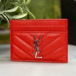 SL визитница 4 кармана красная кожа CAVIAR логотип YSL серебро