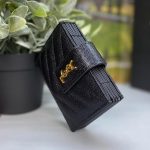 SL визитница гармошка из кожи CAVIAR на хлястике логотип YSL золото