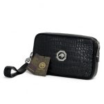 SR борсетка классическая кожа крокодила черная на серебре