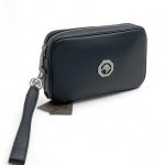 SR борсетка кожа того черная логотип серебро