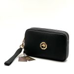 SR борсетка кожа того черная логотип золото