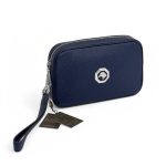 SR борсетка кожа того синяя логотип серебро