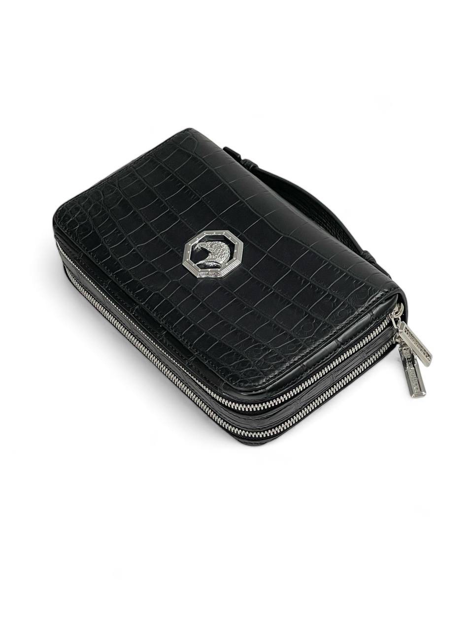 sr-koshelek-chernyj-krokodil-na-dvuh-molniyah-serebro-s-ruchkoj.jpg SR кошелек черный крокодил на двух молниях серебро с ручкой — изображение 1