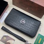 SR кошелек крокодил большой с ремешком синий