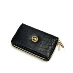 SR кошелек крокодил черный на двух молниях фурнитура золото