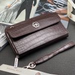 SR кошелек крокодил клапан на магните спереди коричневый