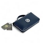 SR кошелек крокодил синий на двух молниях с ручкой сверху