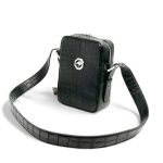 SR мессенджер черный, кожа крок, серебро фурнитура