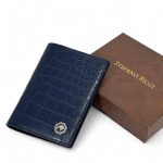 SR обложка на паспорт крокодил синий логотип серебряный орел в восьмиугольнике