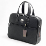 SR портфель черная кожа того с большим карманом на молнии фурнитура серебро