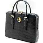 SR портфель крокодил ручки с пряжками черный фурнитура золото