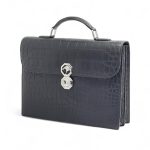 SR портфель крокодил с цельным клапаном черный