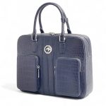 SR портфель крокодил синий с двумя карманами