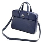 SR портфель синий крокодил с большим карманом на молнии