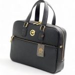 SR портфель в черной коже того с большим карманом на молнии фурнитура золото