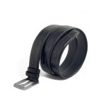 SR ремень крокодил джинсовый черный пряжка серебро