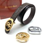 SR ремень крокодил джинсовый съемная пряжка темно-коричневый