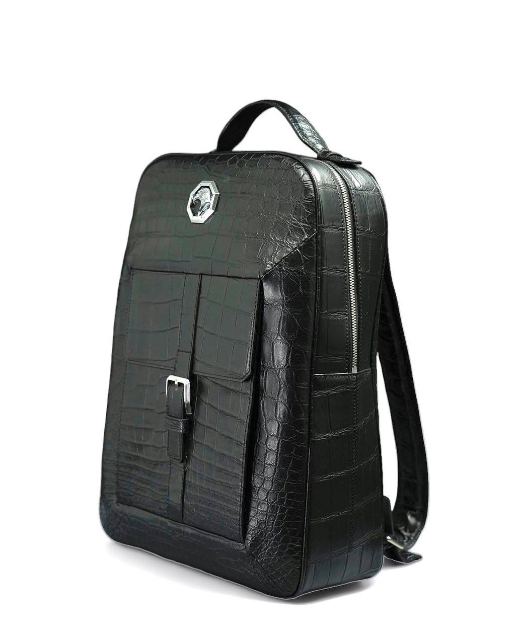 sr-ryukzak-krokodil-karman-s-pryazhkoj-speredi-chernyj.jpg SR рюкзак крокодил карман с пряжкой спереди черный — изображение 1
