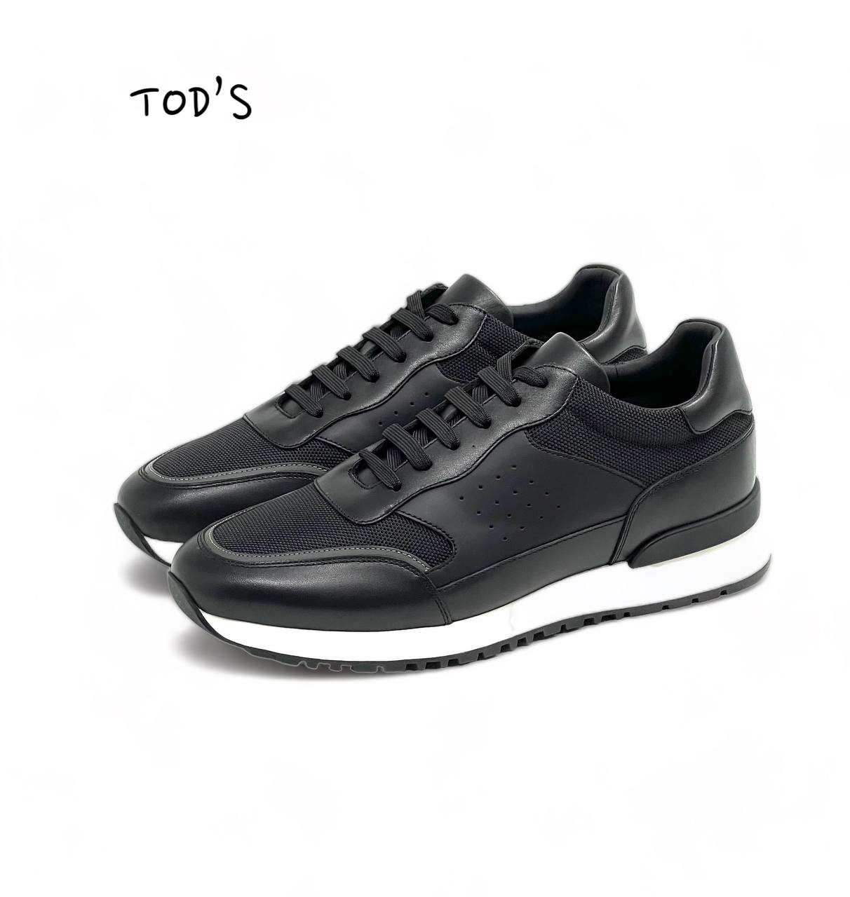 tods-krossovki-chernye-kozha-i-setka.png TODS кроссовки черные кожа и сетка — изображение 1