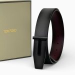 TOM FORD ремень двухсторонний серо-бордовый черная пряжка