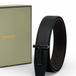 TOM FORD ремень кожа эпсом черно-коричневый пряжка эпсом