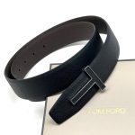 TOM FORD ремень кожа эпсом черно-коричневый пряжка эпсом