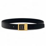 YSL ремень 28 мм черный гладкая кожа пряжка золото