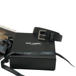 YSL ремень черная кожа того серебро