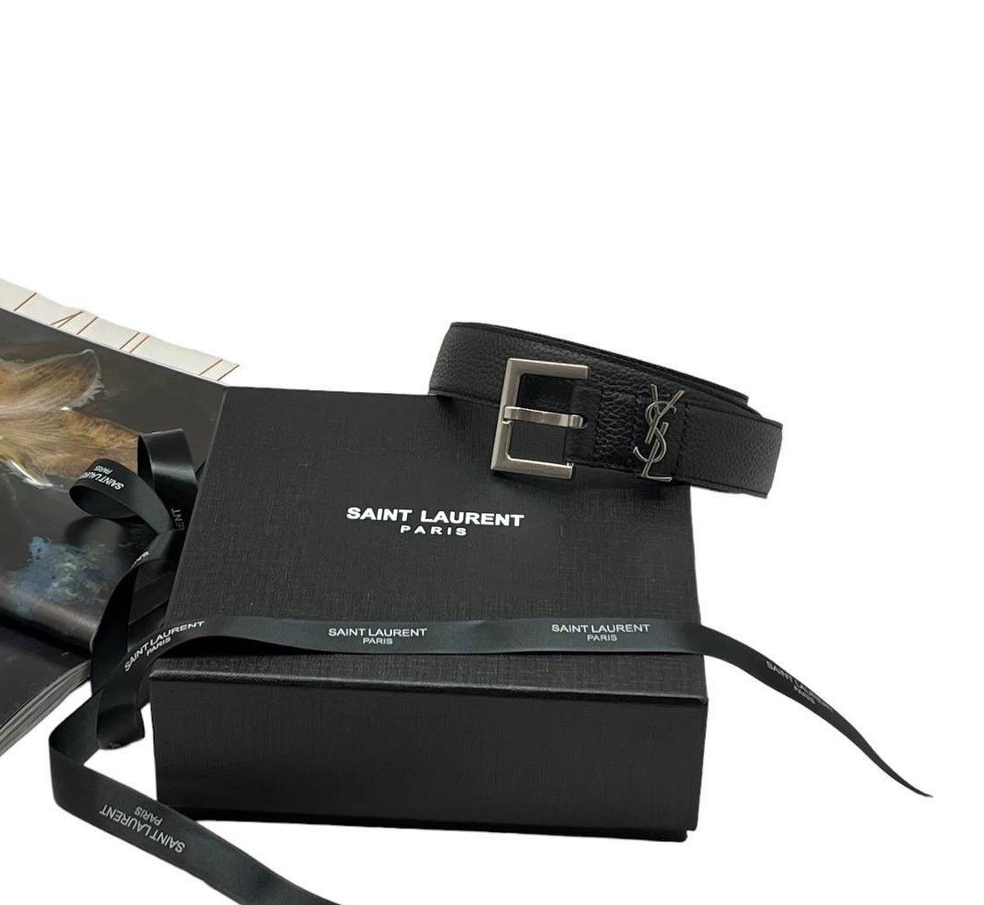 ysl-remen-chernaya-kozha-togo-serebro.jpg YSL ремень черная кожа того серебро — изображение 1