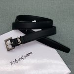 YSL ремень черный узкий гладкая кожа с пряжкой серебро YSL