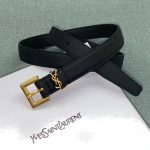 YSL ремень черный узкий гладкая кожа с пряжкой золото YSL