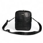 ZILLI мессенджер черный на молнии из кожи крокодила