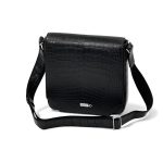 ZILLI мессенджер крокодил черный с клапаном лого серебро