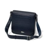 ZILLI мессенджер крокодил темно-синий с клапаном лого серебро