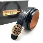 ZILLI ремень крокодил джинсовый съемная пряжка черный