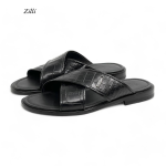 ZILLI шлепанцы крокодил черные ремешки логотип серебро
