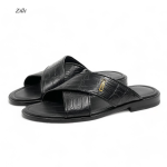 ZILLI шлепанцы крокодил черные ремешки логотип золото