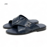 ZILLI шлепанцы крокодил синие ремешки логотип "Z" серебро