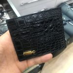 ZILLI визитница крокодил 6 визиток черная логотип золото